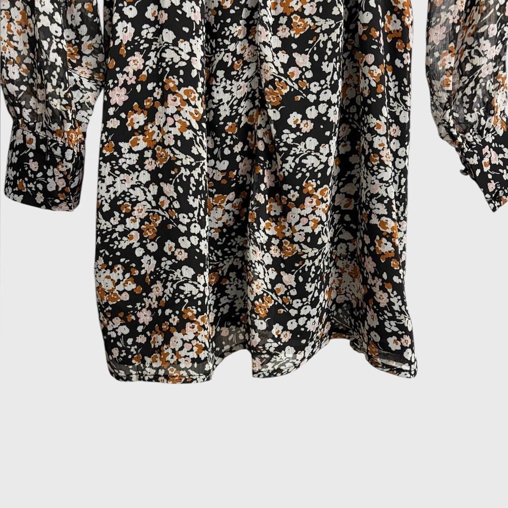 Lulus Autumn Bliss Floral Print Cutout Mini Dress Size L Long Sleeve Evening - Picture 15 of 16